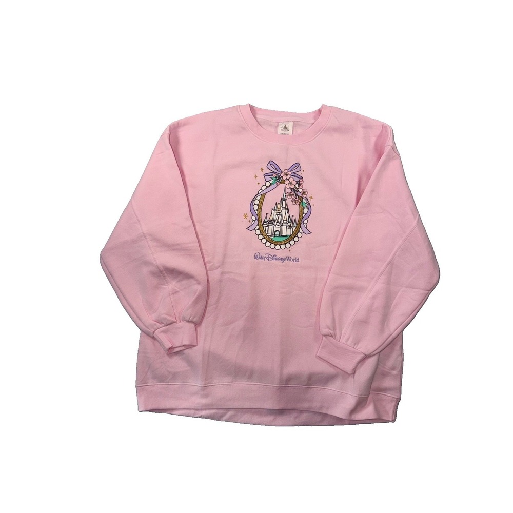 Disney Parks Princess Castle Sweatshirt Embroidered Size XL Disney World Pink